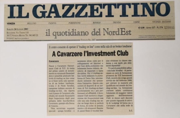 Articolo de Il Gazzettino su Palo Serafini 2003